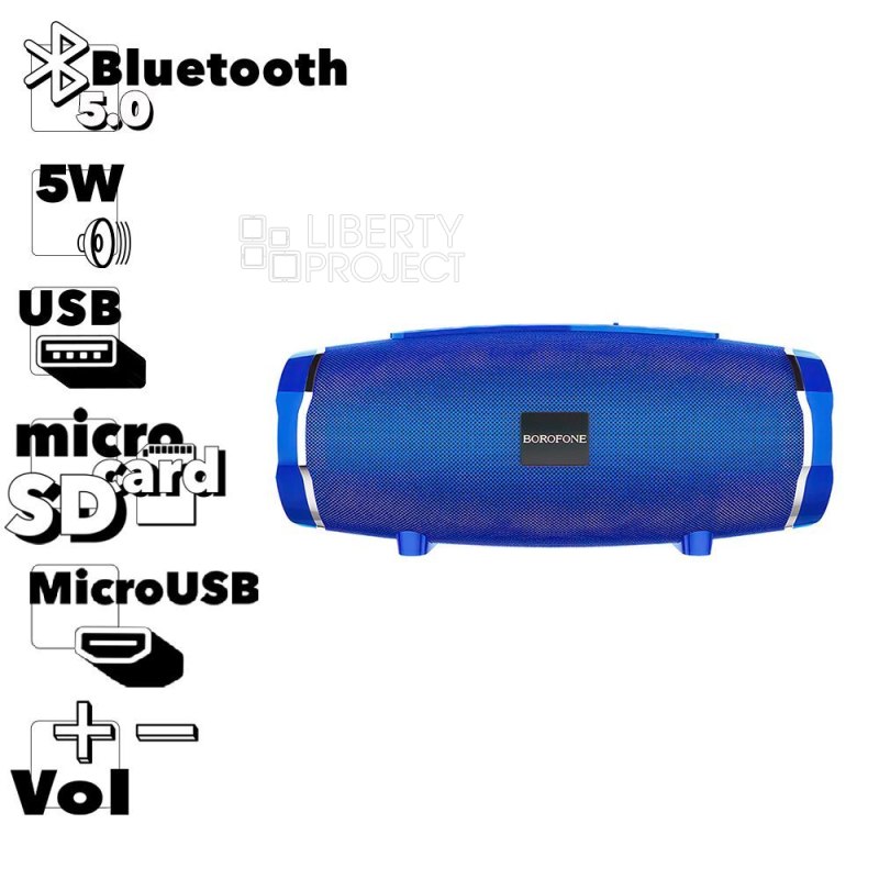 Bluetooth колонка BOROFONE BR3 BT 5.0, 5Wx2, AUX/microSD/USB/FM (синий) мятая упаковка