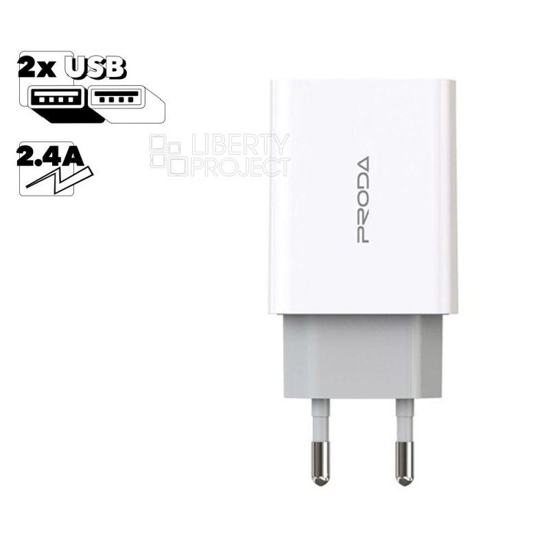 СЗУ PRODA Perception Pro PD-A28 2xUSB, 2.4А (белый)