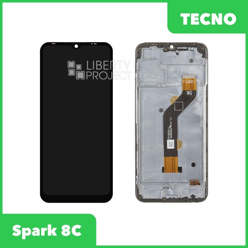 LCD дисплей для Tecno Spark 8C с тачскрином в рамке (черный) OR LCD
