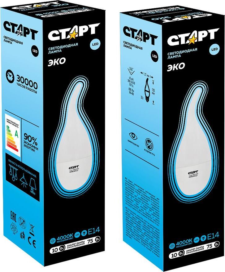 Светодиодная лампа СТАРТ (17266) LEDFlameE14 10W 40 WS черный