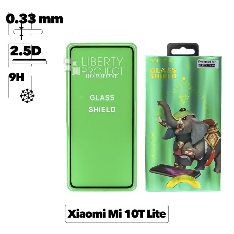 Защитное стекло BOROFONE Elephant для Mi 10T Lite 5G 2.5D, 0.33 мм с черной рамкой