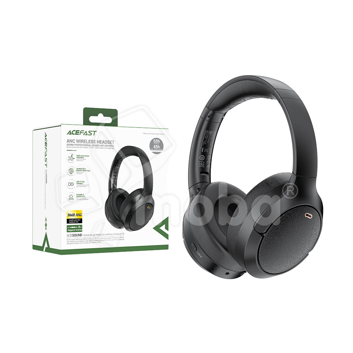 Беспроводные наушники Bluetooth Acefast H6 (накладные, ANC) Черный