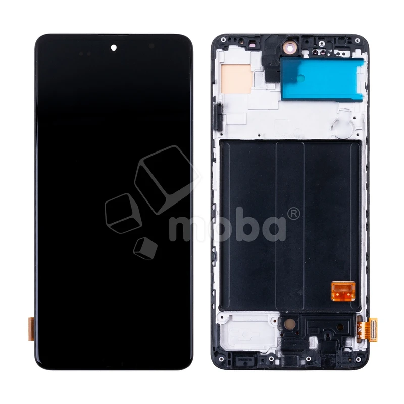 Дисплей для Samsung Galaxy A51 (A515F) модуль с рамкой Черный - (OLED) (Full Size)