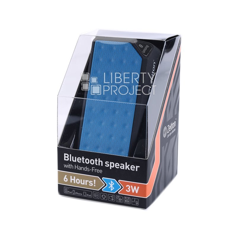 Bluetooth колонка Zetton Parallelepiped черная с синим (ZTLSBSPARBB)