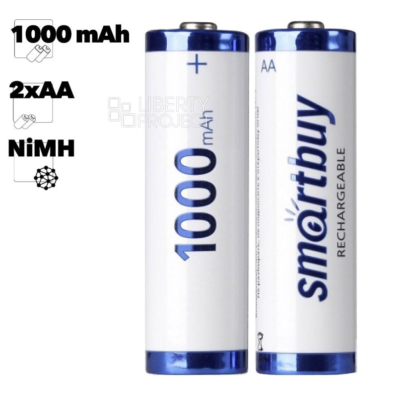 Аккумулятор NiMh Smartbuy R06 AA 1000mAh 2шт в блистере