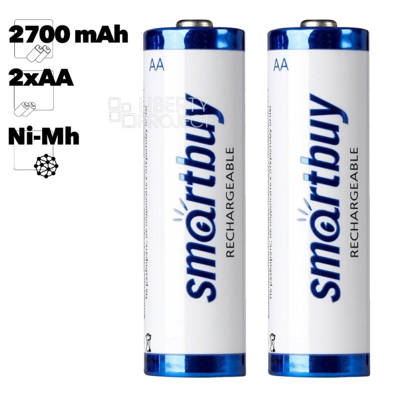 Аккумулятор NiMh Smartbuy R06 AA 2700mAh 2шт в блистере