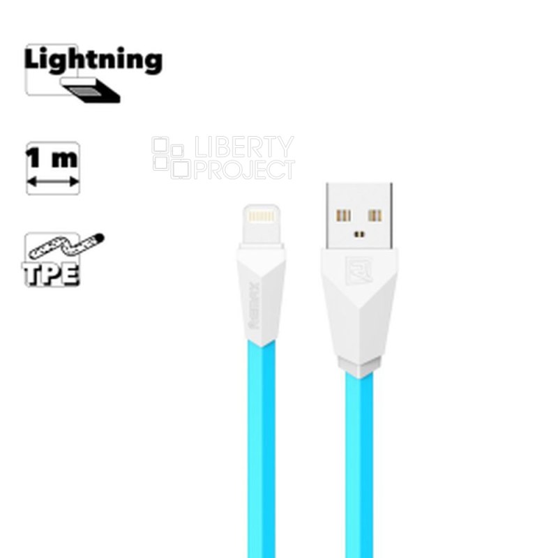 USB кабель REMAX RC-030i Aliens Lightning 8-pin, 1м, TPE (голубой/белый)