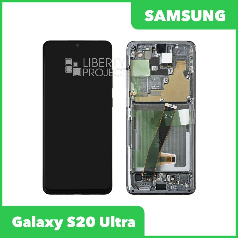 LCD дисплей для Samsung Galaxy S20 Ultra SM-G988 GH82-22327B в рамке (серый) 100% OR SP