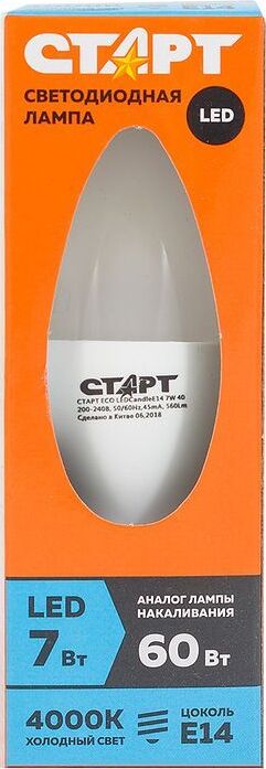 Светодиодная лампа СТАРТ (17281) LEDCANDLE E14 7W40 WS