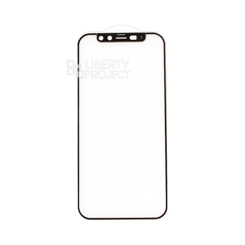 Защитное стекло Hidden Lock для iPhone 12 mini с блокировкой окна фронтальной камеры (черная рамка)