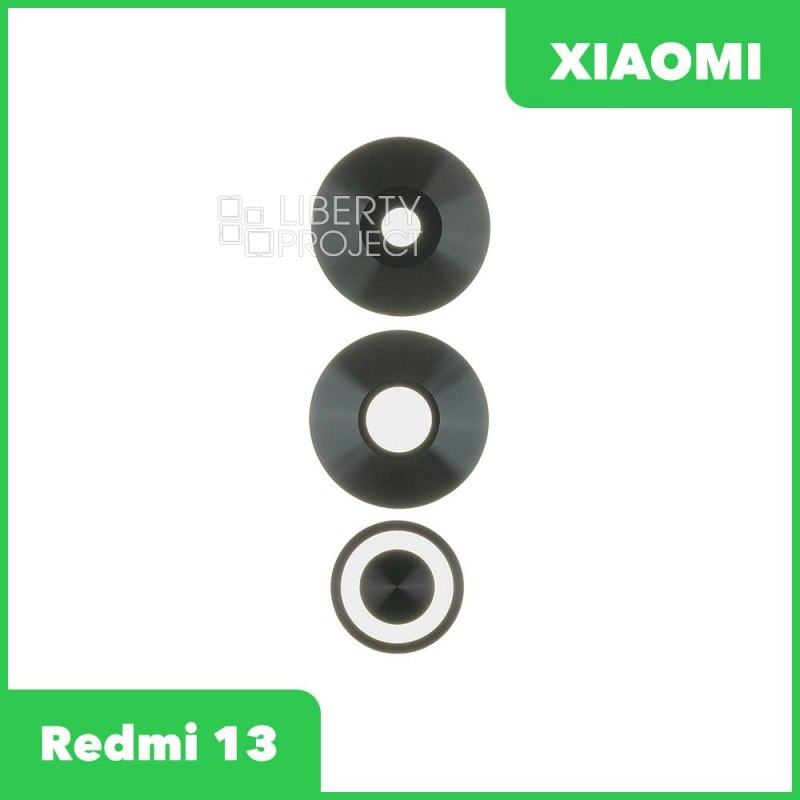 Стекло задней камеры для Xiaomi Redmi 13 (24040RN64Y) (комплект 3 шт.) (черный)