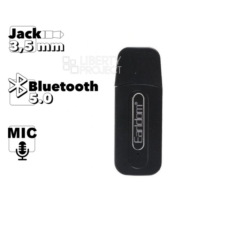 USB ресивер Earldom ET-M22 BT 5.0, микрофон, 3.5мм (черный)