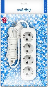 Удлинитель с заземлением SMARTBUY (SBE-16-4-02-Z) 4 гнз х 2,0 м (16А/3.5кВт, ПВС 3х1.0)