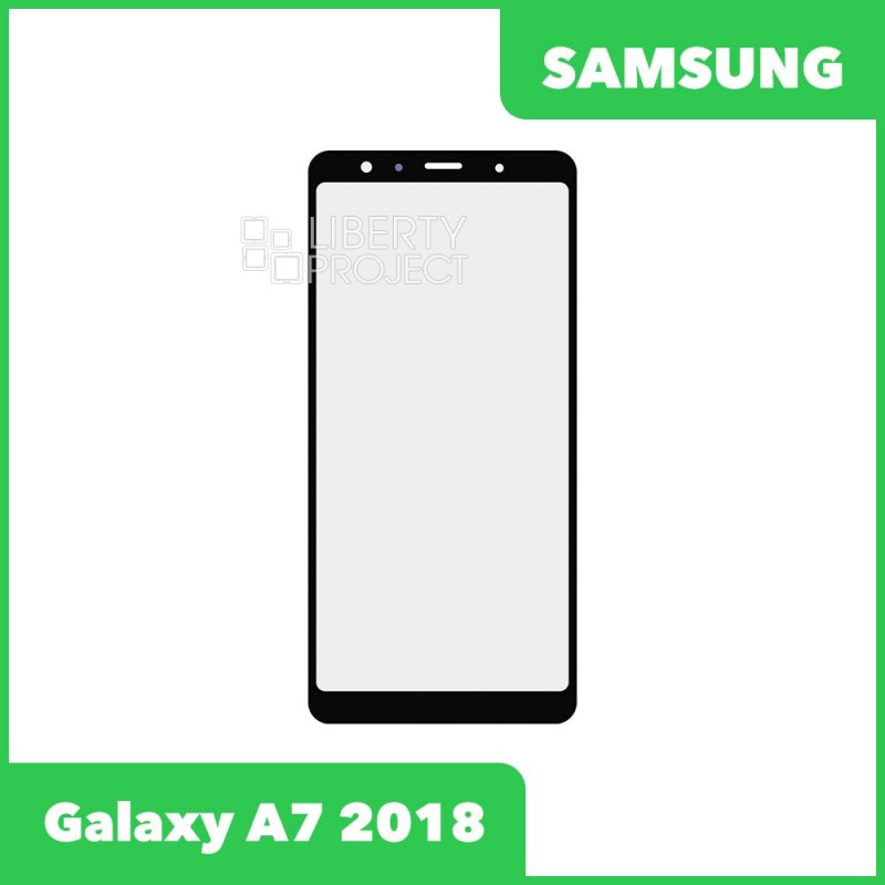 Стекло + OCA плёнка для переклейки Samsung A750F Galaxy A7 (2018) (черный)