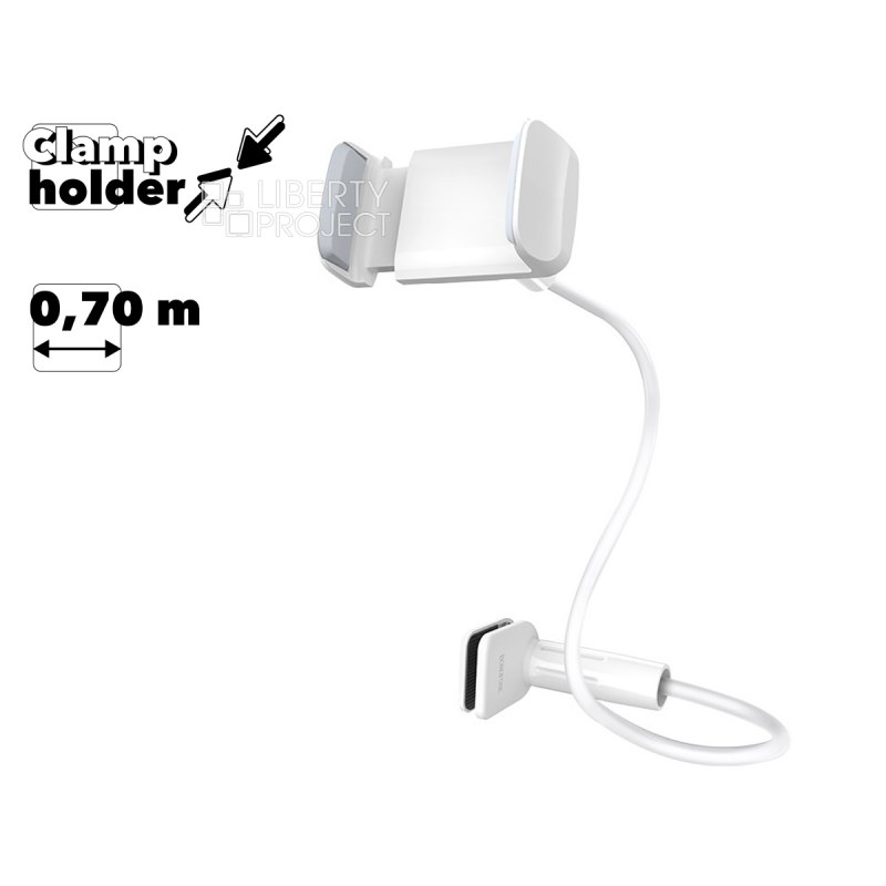 Держатель настольный для смартфона BOROFONE BH23 Bright shell зажим, гибкий, 0.7м, край стола (белый)