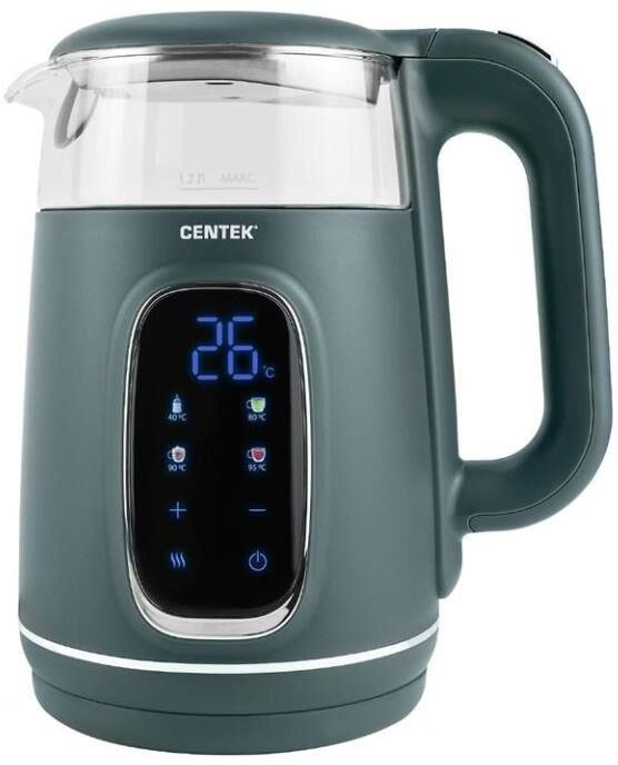 Чайник электрический CENTEK CT-0052 Green (1,7л, стекло/пластик)