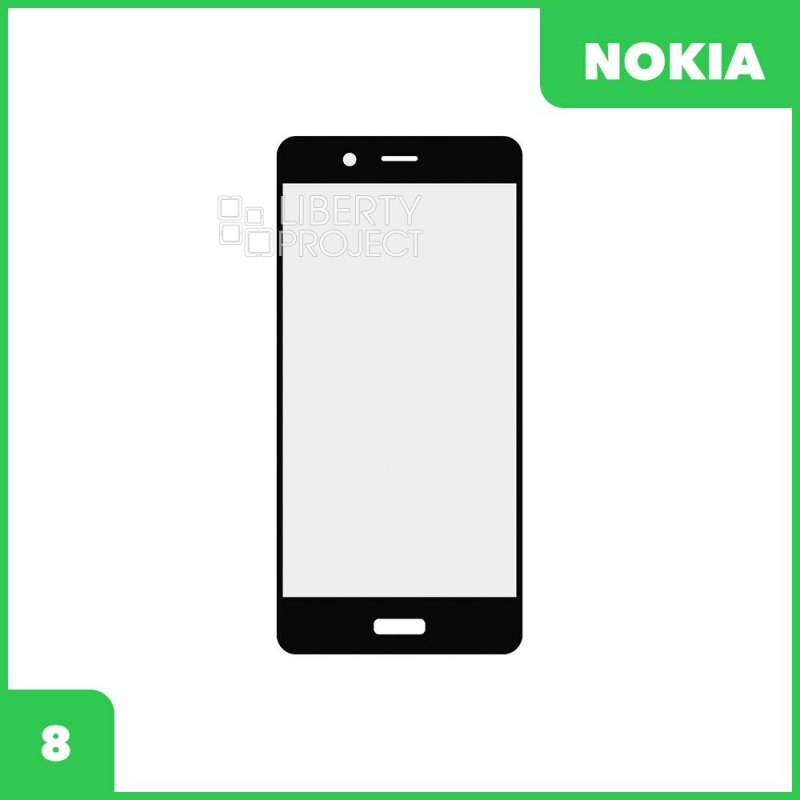 Стекло + OCA плёнка для переклейки Nokia 8 (черный)