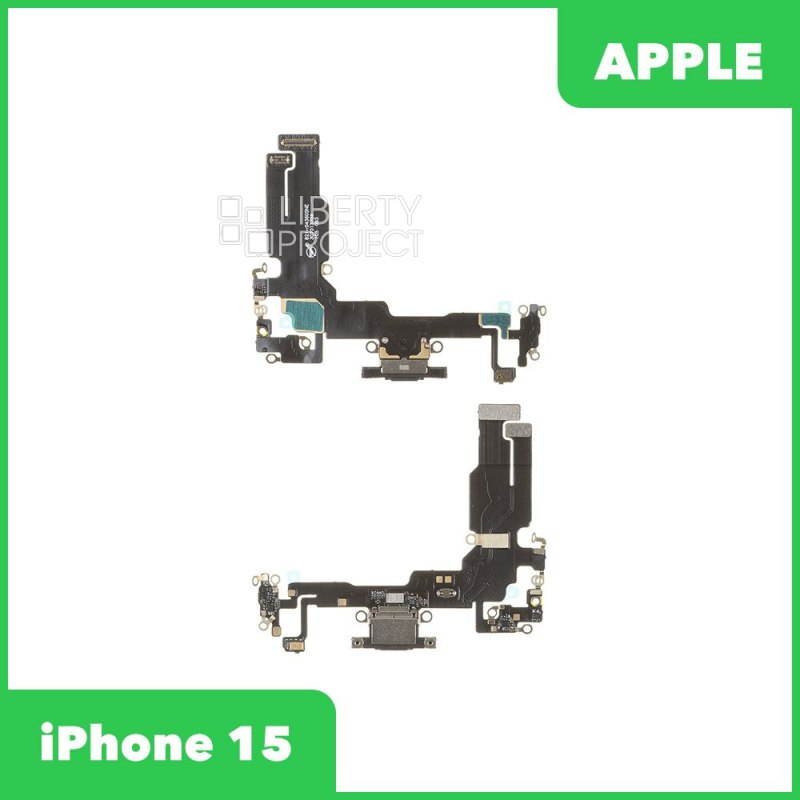 Шлейф/FLC iPhone 15 на системный разъем/микрофон, черный, ориг