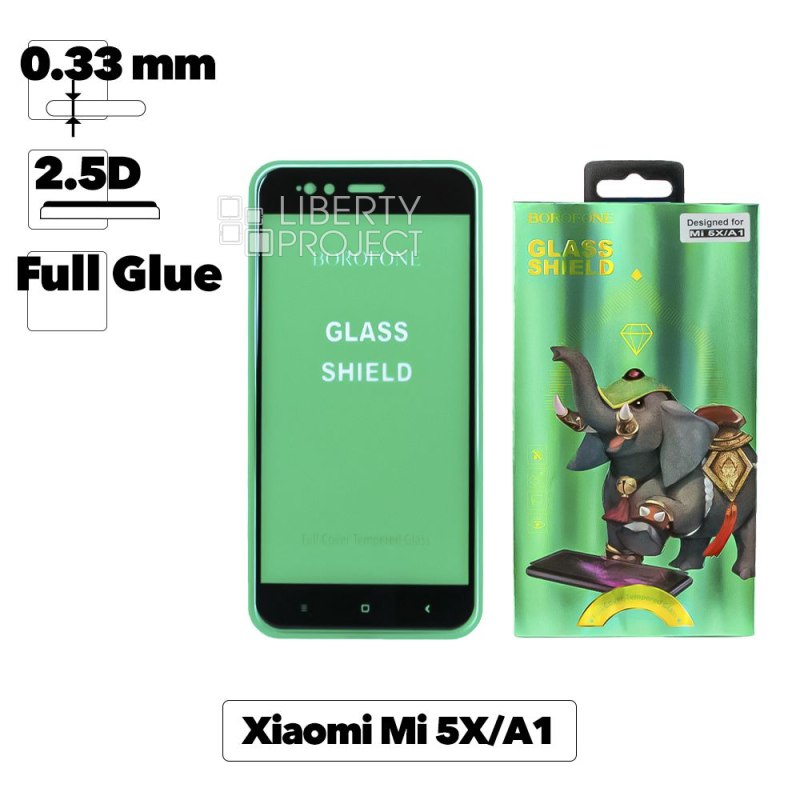 Защитное стекло BOROFONE Elephant для Mi 5X/A1 2.5D, 0.33 мм с черной рамкой