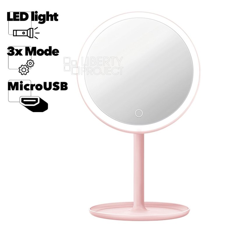 Зеркало косметическое Xiaomi DOCO Daylight Small Pink Mirror Pro (розовое)