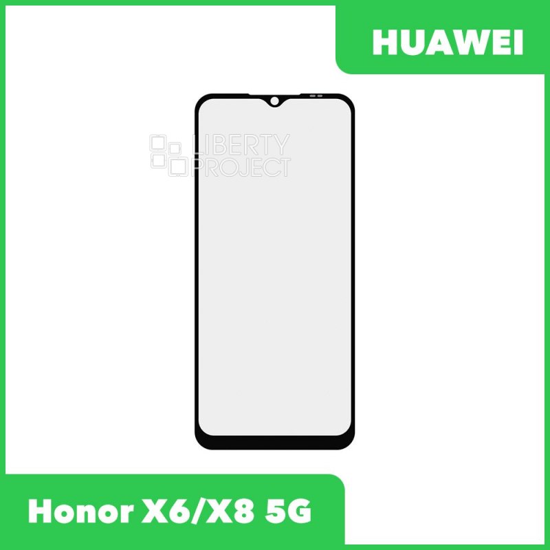 Стекло + OCA плёнка для переклейки Huawei Honor X6 / X8 5G (черный)
