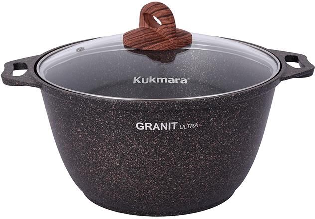 Кастрюля KUKMARA кго42а а/пр литая 4,0л стекл/кр Granit ultra original