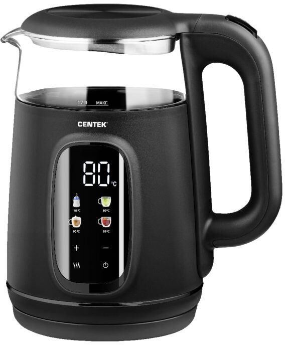Чайник электрический CENTEK CT-0052 Black (1,7л, стекло/пластик)