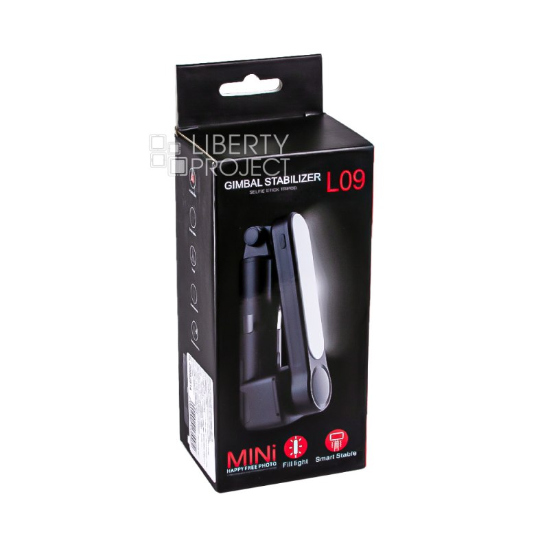 Монопод трипод стабилизатор GIMBAL MINI L09 одноостный, складной, LED подсветка (черный)