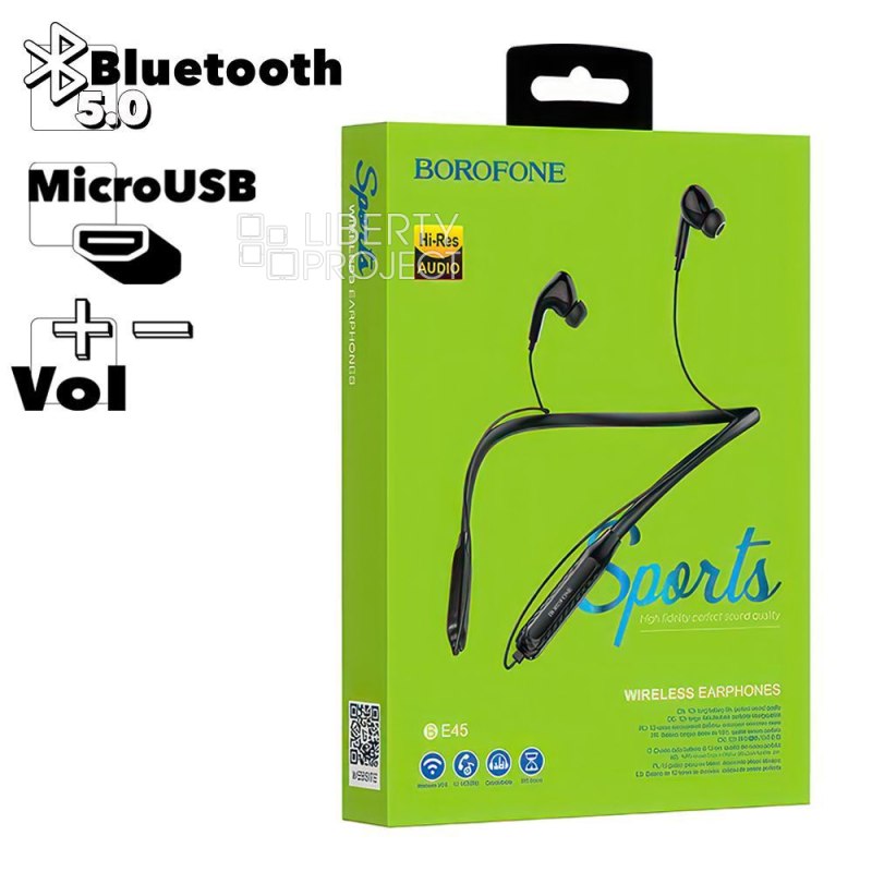 Bluetooth гарнитура BOROFONE BE45 Delightful BT 5.0, внутриканальная, громкость +/-, (черный) мятая (0L-00049931)