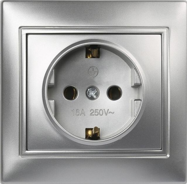 Розетка SMARTBUY (SBE-01s-16-S1-Z-c) Венера, 1-местная, серебро