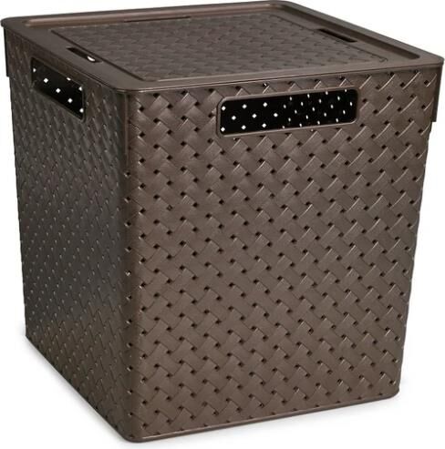 Корзина для хранения VIOLET Береста с крышкой 23л венге 6823105