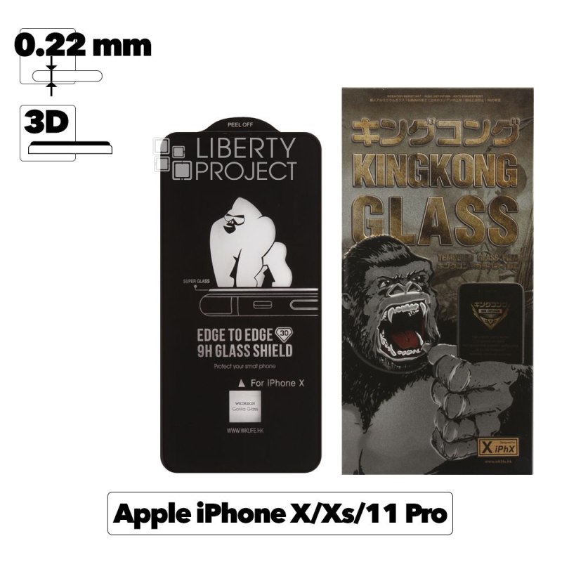 Защитное стекло WK Kingkong F. C. C. E. T. G. 3D для iPhone 11 Pro/X/Xs 0.22 мм, с черной рамкой