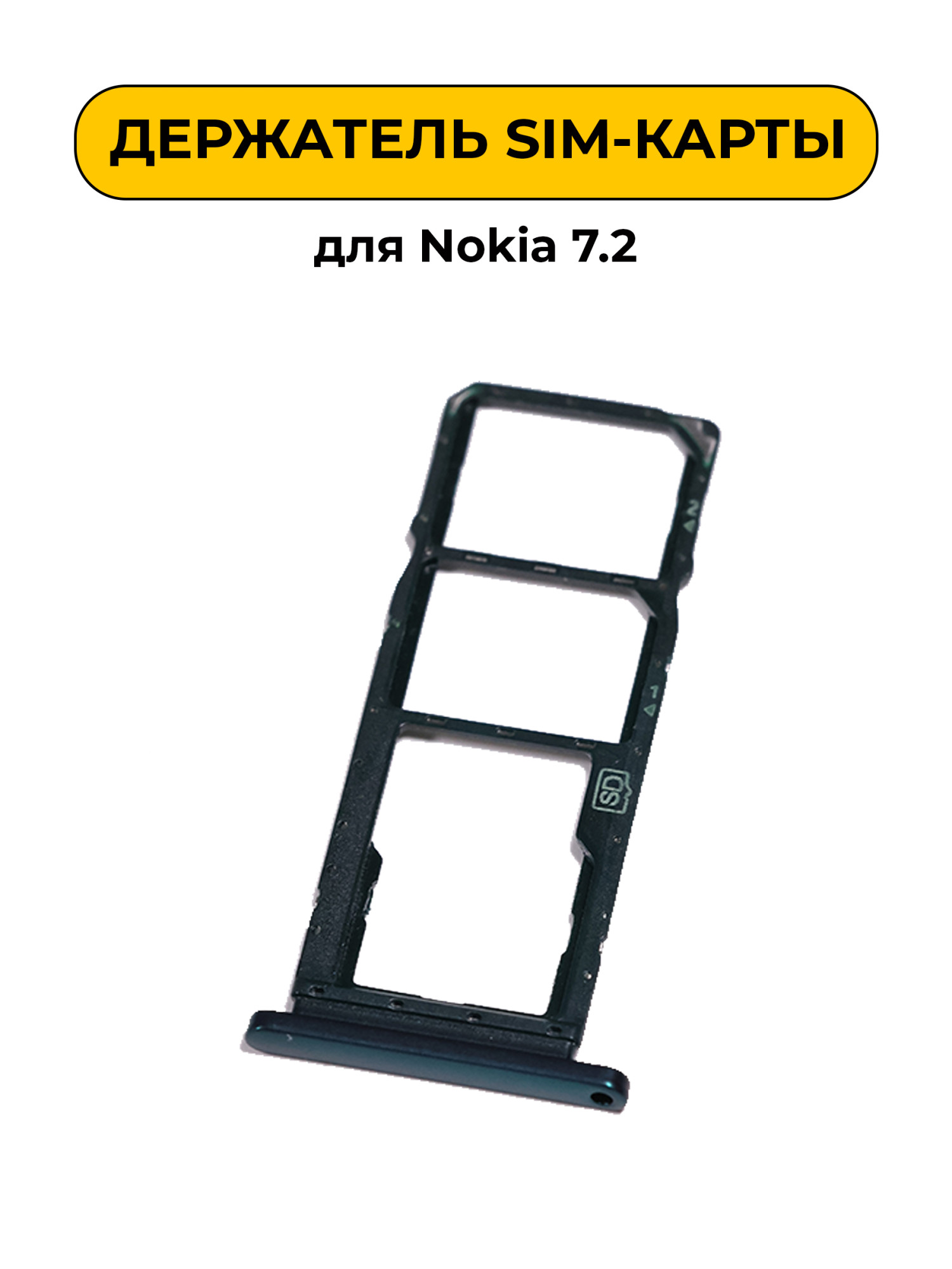 SIM лоток (Держатель сим карты) для Nokia 7.2 зеленый