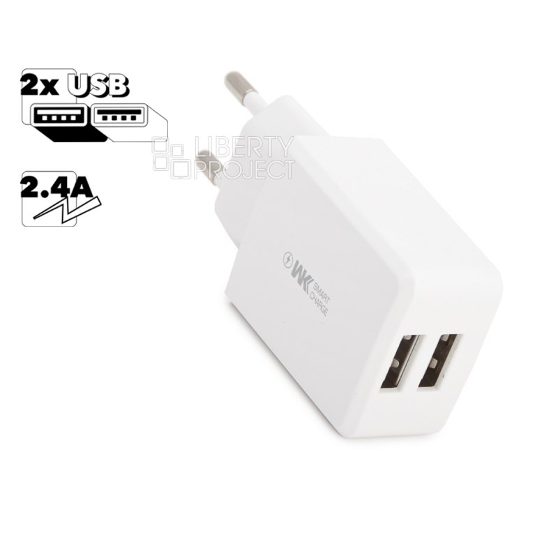 СЗУ WK Speed WP-U60 2xUSB, 2.4А (белый)