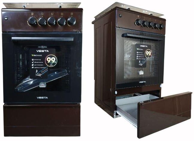 Плита газовая VESTA Bergamo VGG 5010-G Коричневый ГК с VD