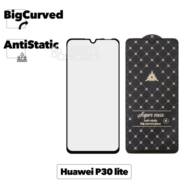 Защитное стекло для Huawei P30 Lite Super max Anti-static big curved glass