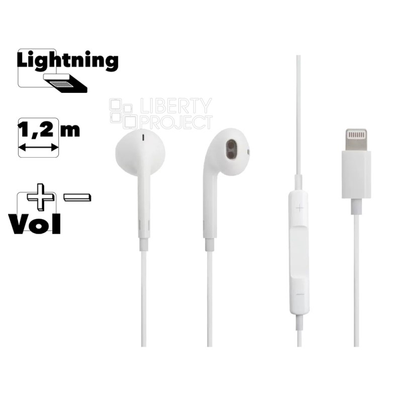 Гарнитура WK Y19 Pro Lightning 8-pin, громкость +/-, вкладыши, 1.2м (белый)