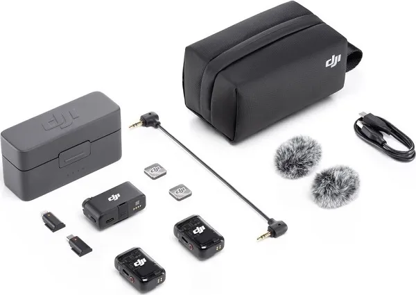 Комплект беспроводного микрофона DJI Mic 2 с зарядным футляром (2 TX + 1 RX + Charging Case) черный (EAC)
