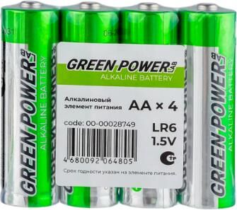 Батарейки GREEN POWERLAB (00-00028749) LR6 AA Shrink 4 Alkaline 1.5V