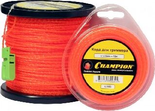 Леска для триммера CHAMPION C7003 - корд трим. Twisted Square 2.4мм* 12м (витой квадрат)