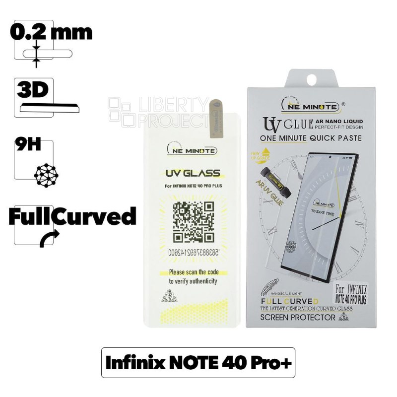 Защитное стекло "One Minute" для Infinix Note 40 Pro + 3D UV Glue Nano Liquid Full Curved Glass