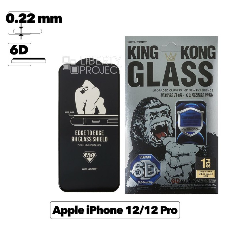 Защитное стекло WK Kingkong WTP-40 6D Curved HD для iPhone 12/12 Pro с черной рамкой 0.22 мм