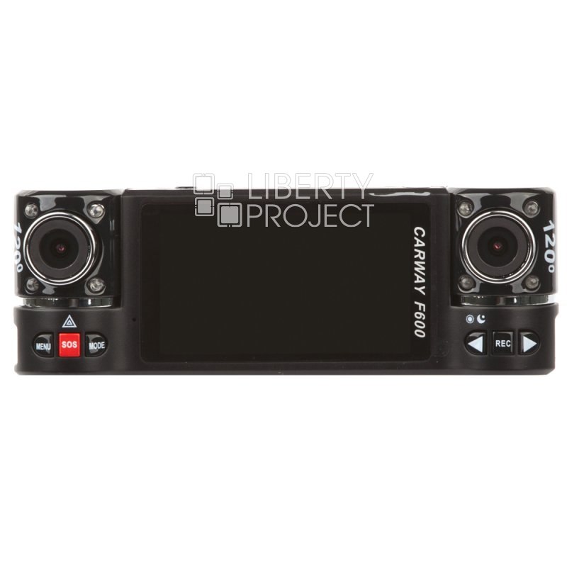 Видеорегистратор F600 две камеры 180° (2,7", 1080p, 120° угол, 30 FPS, 8 LED, SOS) (коробка/крепежи)
