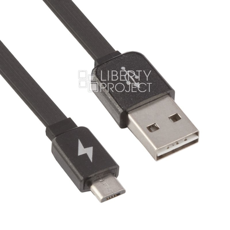 USB кабель "РЕМАКС" Safe Speed MicroUSB, плоский, пластиковые разьемы, 1м, TPE (черный)