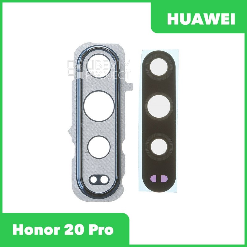 Стекло задней камеры для Huawei Honor 20 Pro (YAL-L41) (в рамке) (синий)