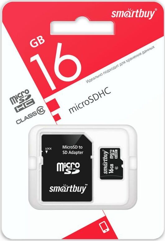 Карта памяти SMARTBUY (SB16GBSDCL10-01LE) MicroSDHC 16GB Class10 LE + адаптер