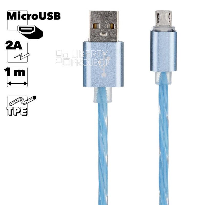 USB кабель "LP" Micro USB Косичка 1м. (голубой/европакет)