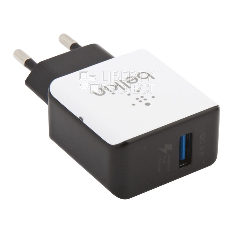 СЗУ "Belkin" 2,5А QC 3.0 с USB выходом + USB кабель USB Type-C (белое)