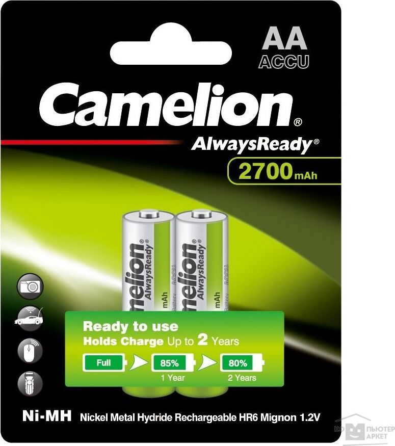Аккумуляторы CAMELION (15036) Always Ready AA-2700mAh Ni-Mh BL-2