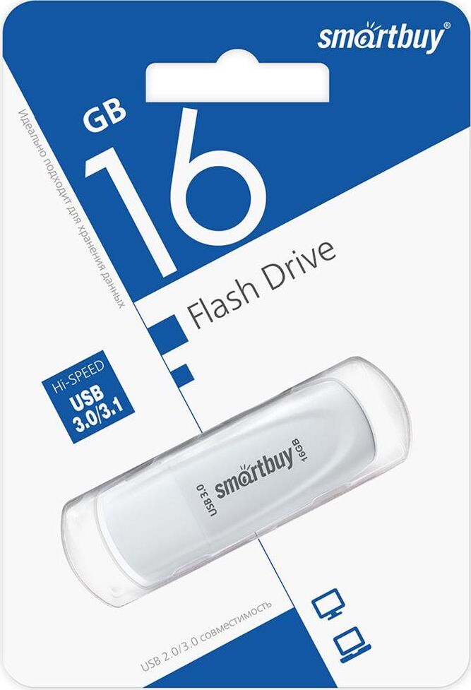 USB-флэш SMARTBUY (SB016GB3SCW) UFD 3.0/3.1 016GB Scout White